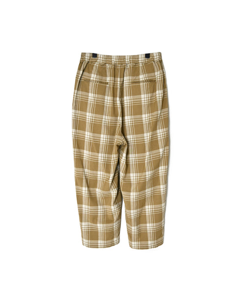 INMDS26745 HANDWOVEN HEAVY COTTON UNIQUE GINGHAM CHK 2TUCK TAPERED EASY PANTS WITH LINING
