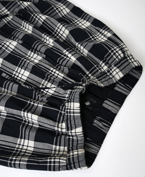 INMDS26745 HANDWOVEN HEAVY COTTON UNIQUE GINGHAM CHK 2TUCK TAPERED EASY PANTS WITH LINING