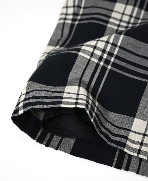 INMDS26745 HANDWOVEN HEAVY COTTON UNIQUE GINGHAM CHK 2TUCK TAPERED EASY PANTS WITH LINING