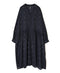 INMDS26763 BOILED WOOL SQUARE JACQUARD GATHERED V-NECK DRESS