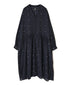 INMDS26763 BOILED WOOL SQUARE JACQUARD GATHERED V-NECK DRESS