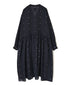 INMDS26763 BOILED WOOL SQUARE JACQUARD GATHERED V-NECK DRESS