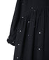INMDS26763 BOILED WOOL SQUARE JACQUARD GATHERED V-NECK DRESS