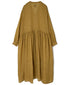 INMDS26763 BOILED WOOL SQUARE JACQUARD GATHERED V-NECK DRESS