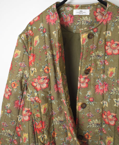 INSL24731 60s CAMBRIC FLOWER PRINT NO COLLAR JACKET