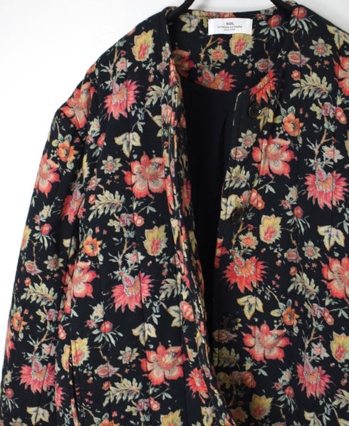 INSL24731 60s CAMBRIC FLOWER PRINT NO COLLAR JACKET