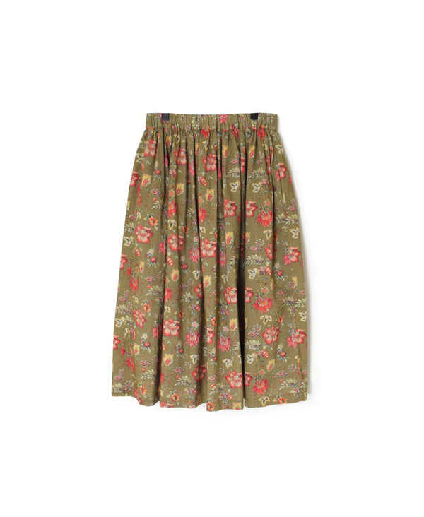 INSL24735 60s CAMBRIC FLOWER PRINT GATHERED SKIRT
