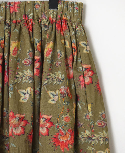 INSL24735 60s CAMBRIC FLOWER PRINT GATHERED SKIRT