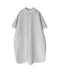 INSL26333 60s AUTO LOOM COTTON/LINEN STRIPE BANDED COLLAR S/SL TUNIC