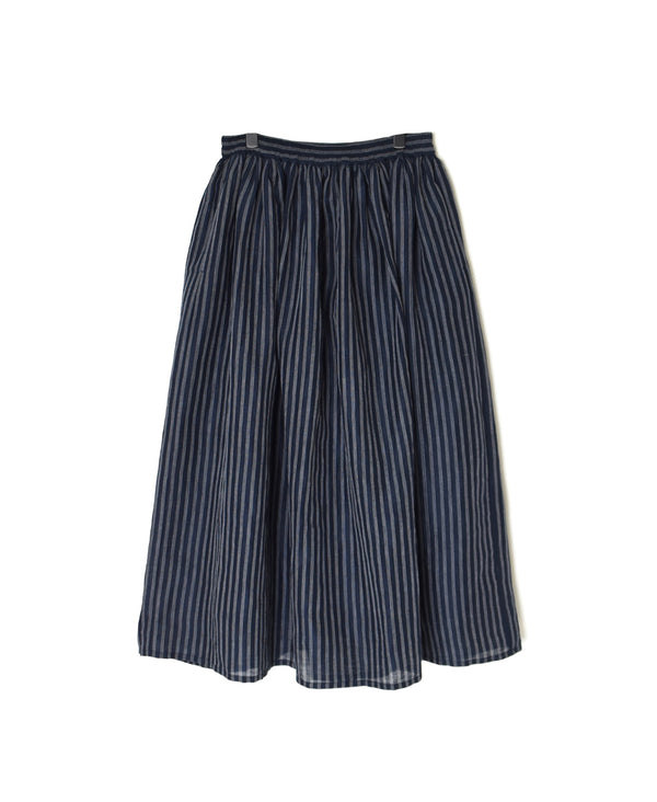 INSL26335 60s AUTO LOOM COTTON/LINEN STRIPE GATHERED SKIRT