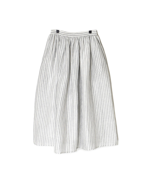 INSL26335 60s AUTO LOOM COTTON/LINEN STRIPE GATHERED SKIRT