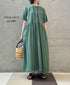 INSL26343 80s VOILE PLAIN WITH CUT WORK LACE CREW NECK PULLOVER DRESS