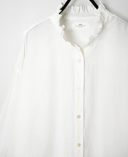 INSL26732 60s POPLIN PLAIN FRILL COLLAR LONG SHIRTS