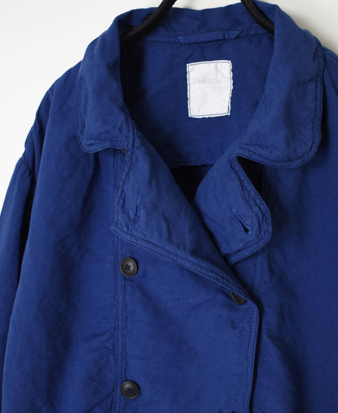 ISNAM2601D LINEN/COTTON PLAIN OVERDYE ROUND COLLAR DOUBLE JACKET