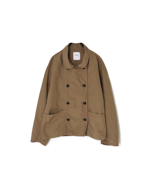 ISNAM2601D LINEN/COTTON PLAIN OVERDYE ROUND COLLAR DOUBLE JACKET