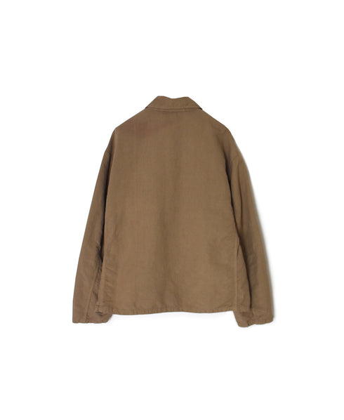 ISNAM2601D LINEN/COTTON PLAIN OVERDYE ROUND COLLAR DOUBLE JACKET