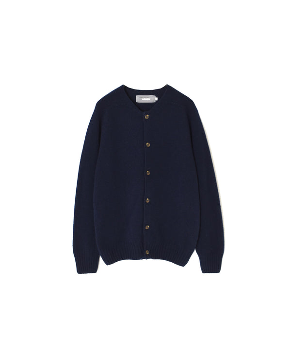 JNAMP2651 SUPER FINE LAMBSWOOL CREW NECK SADDLE SHOULDER CARDIGAN