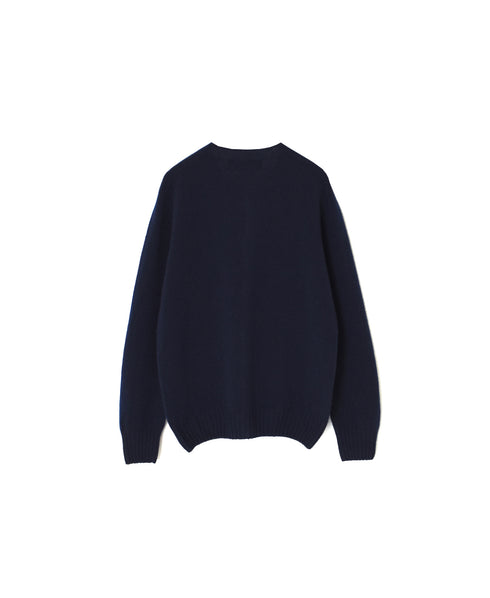 JNAMP2651 SUPER FINE LAMBSWOOL CREW NECK SADDLE SHOULDER CARDIGAN