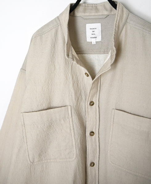MDSH26531 BOILED WOOL PLAIN BANDED COLLAR JACKET