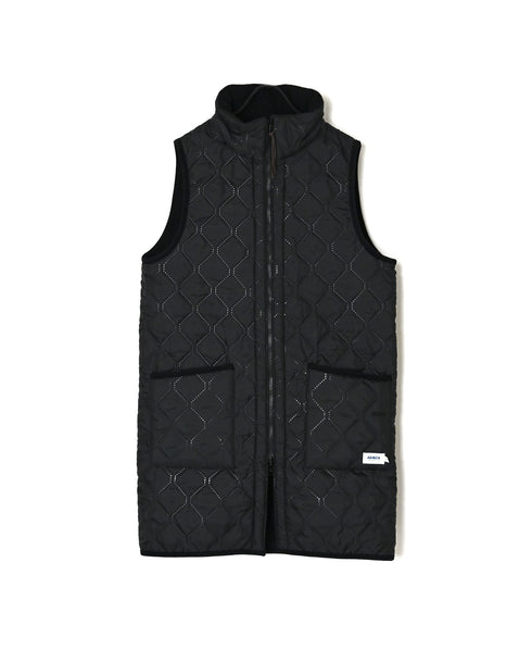 NAM2551 PLAIN POLYESTER×FLEECE HIGH NECK FULL DOUBLE ZIP-UP REVERSIBLE LONG VEST