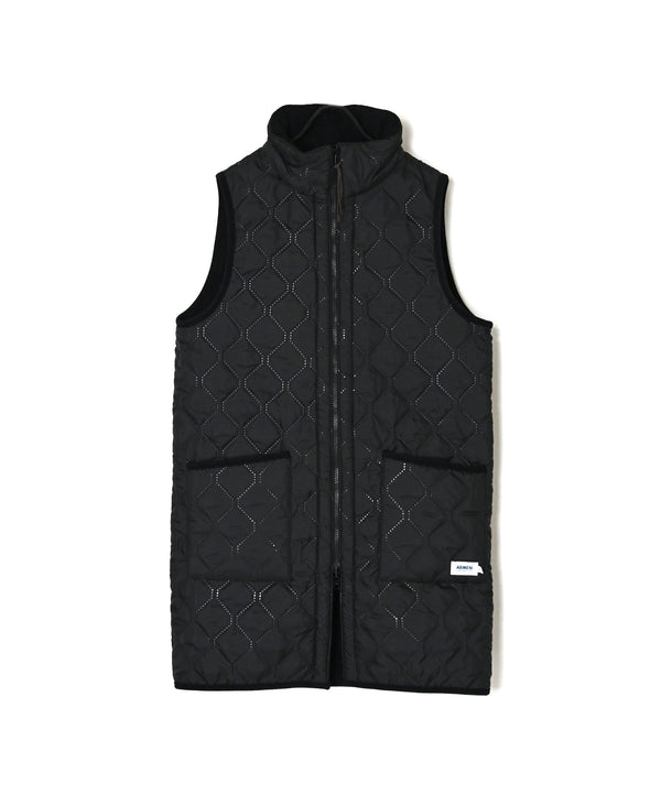 NAM2551 PLAIN POLYESTER×FLEECE HIGH NECK FULL DOUBLE ZIP-UP REVERSIBLE LONG VEST