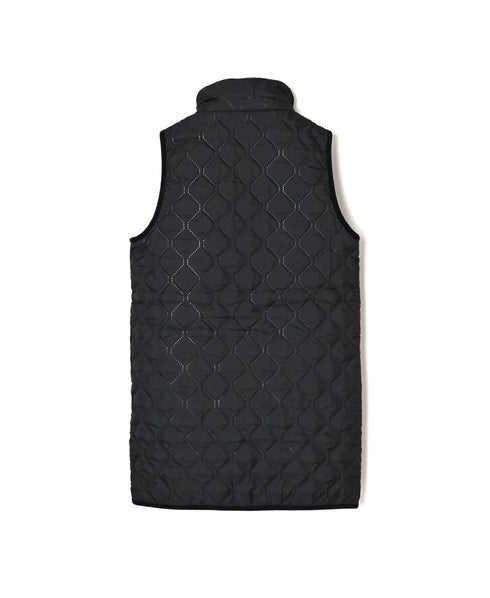 NAM2551 PLAIN POLYESTER×FLEECE HIGH NECK FULL DOUBLE ZIP-UP REVERSIBLE LONG VEST