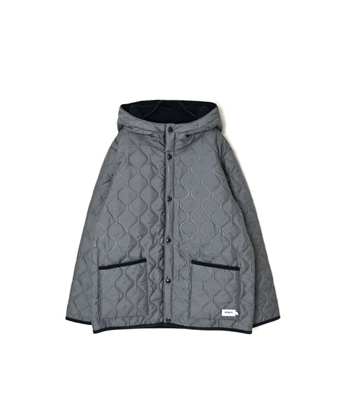 NAM2556 PLAIN POLYESTER×FLEECE REVERSIBLE HIGH COLLAR HOODED JACKET