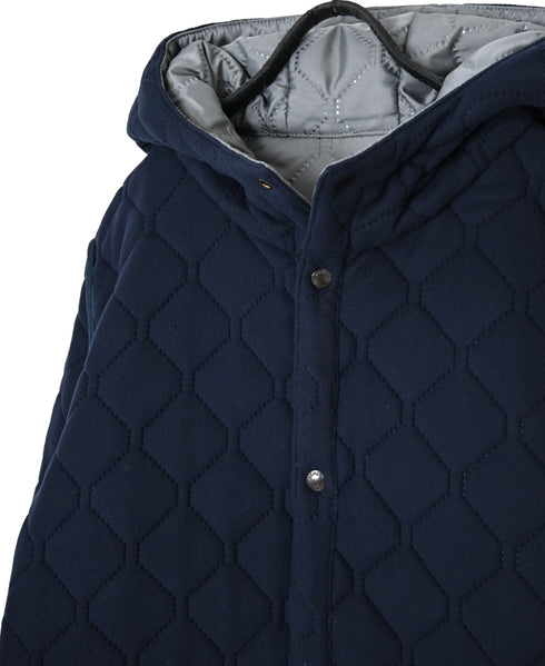 NAM2556 PLAIN POLYESTER×FLEECE REVERSIBLE HIGH COLLAR HOODED JACKET