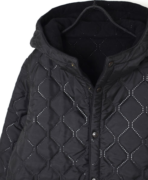 NAM2556 PLAIN POLYESTER×FLEECE REVERSIBLE HIGH COLLAR HOODED JACKET