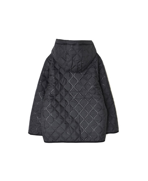NAM2556 PLAIN POLYESTER×FLEECE REVERSIBLE HIGH COLLAR HOODED JACKET