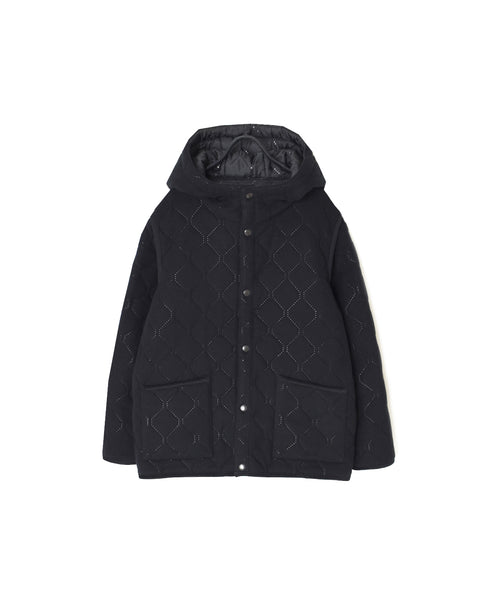NAM2556 PLAIN POLYESTER×FLEECE REVERSIBLE HIGH COLLAR HOODED JACKET