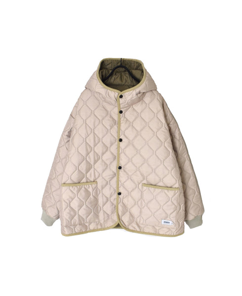 NAM2561PP PLAIN POLYESTER×PLAIN POLYESTER OVERSIZED HOODED JACKET WITH RIBBED CUFF