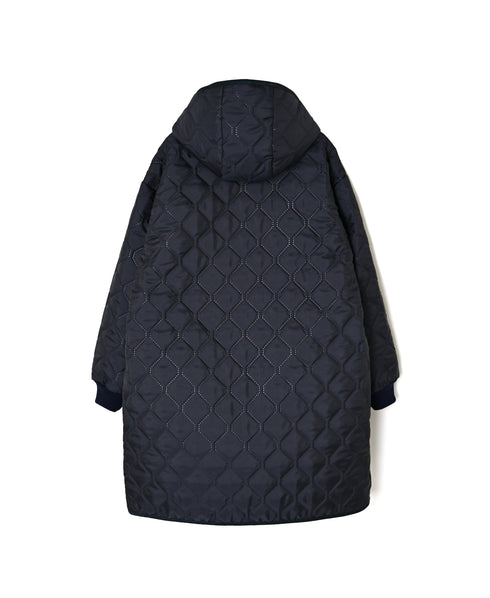 NAM2562PP PLAIN POLYESTER×PLAIN POLYESTER OVERSIZED MID-LENGTH HOODED COAT WITH RIBBED CUFF