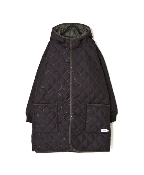 NAM2562PP PLAIN POLYESTER×PLAIN POLYESTER OVERSIZED MID-LENGTH HOODED COAT WITH RIBBED CUFF