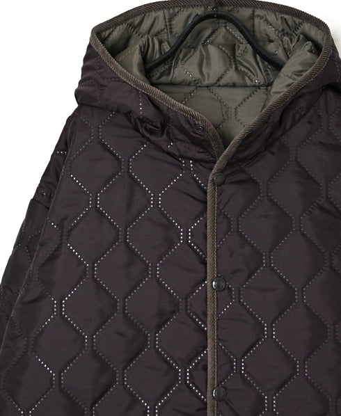 NAM2562PP PLAIN POLYESTER×PLAIN POLYESTER OVERSIZED MID-LENGTH HOODED COAT WITH RIBBED CUFF