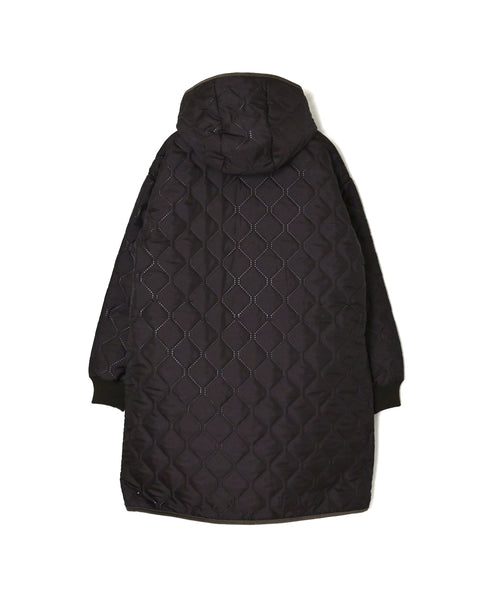 NAM2562PP PLAIN POLYESTER×PLAIN POLYESTER OVERSIZED MID-LENGTH HOODED COAT WITH RIBBED CUFF