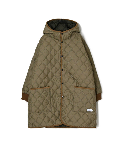 NAM2562PP PLAIN POLYESTER×PLAIN POLYESTER OVERSIZED MID-LENGTH HOODED COAT WITH RIBBED CUFF
