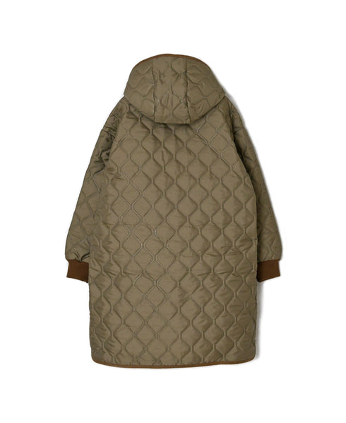 NAM2562PP PLAIN POLYESTER×PLAIN POLYESTER OVERSIZED MID-LENGTH HOODED COAT WITH RIBBED CUFF