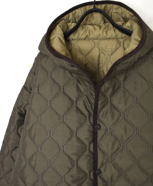 NAM2562PP PLAIN POLYESTER×PLAIN POLYESTER OVERSIZED MID-LENGTH HOODED COAT WITH RIBBED CUFF