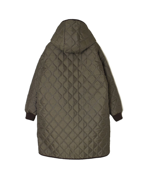 NAM2562PP PLAIN POLYESTER×PLAIN POLYESTER OVERSIZED MID-LENGTH HOODED COAT WITH RIBBED CUFF
