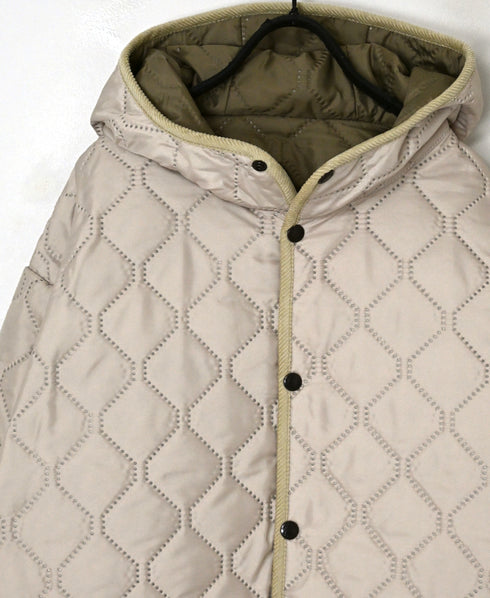 NAM2562PP PLAIN POLYESTER×PLAIN POLYESTER OVERSIZED MID-LENGTH HOODED COAT WITH RIBBED CUFF