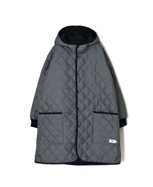 NAM2562PP PLAIN POLYESTER×PLAIN POLYESTER OVERSIZED MID-LENGTH HOODED COAT WITH RIBBED CUFF
