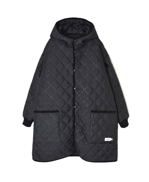 NAM2562PP PLAIN POLYESTER×PLAIN POLYESTER OVERSIZED MID-LENGTH HOODED COAT WITH RIBBED CUFF