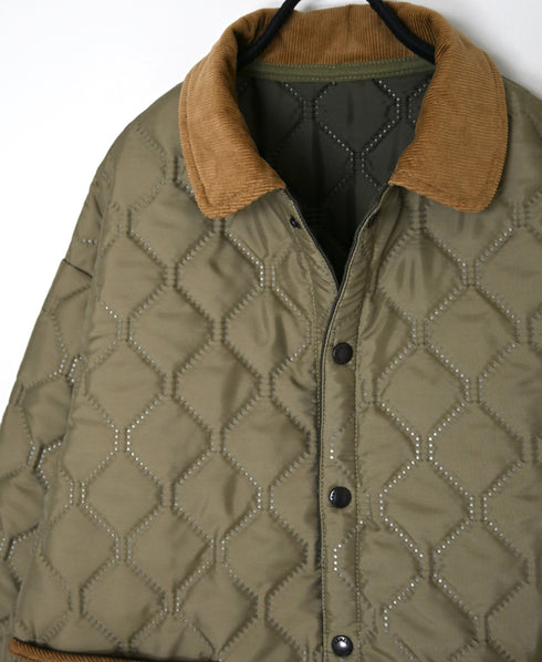 NAM2652PP POLYESTER × POLYESTER OVERSIZED STAND FALL COLLAR JACKET WITH RIBBED CUFF