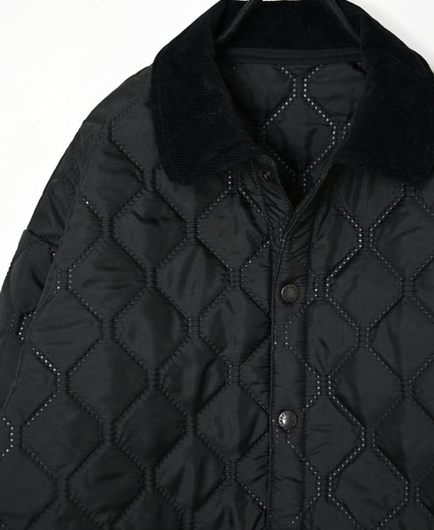 NAM2652PP POLYESTER × POLYESTER OVERSIZED STAND FALL COLLAR JACKET WITH RIBBED CUFF