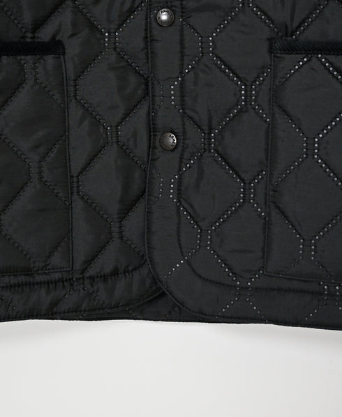 NAM2652PP POLYESTER × POLYESTER OVERSIZED STAND FALL COLLAR JACKET WITH RIBBED CUFF