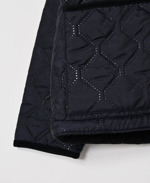 NAM2661 POLYESTER × FLEECE HEAT QUILT OVERSIZED STAND FALL COLLAR JACKET