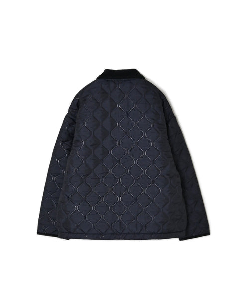 NAM2661 POLYESTER × FLEECE HEAT QUILT OVERSIZED STAND FALL COLLAR JACKET