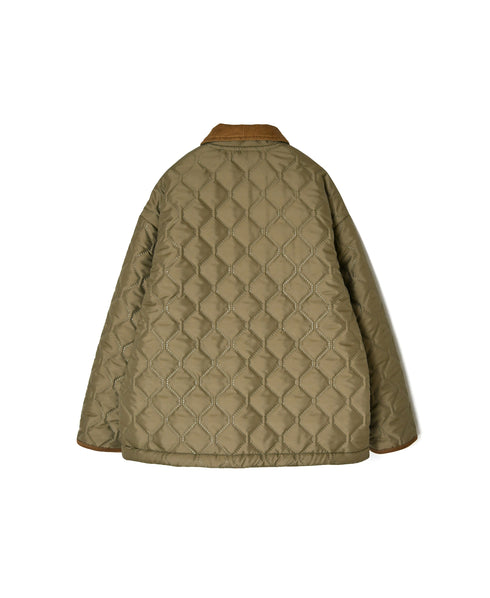 NAM2661 POLYESTER × FLEECE HEAT QUILT OVERSIZED STAND FALL COLLAR JACKET
