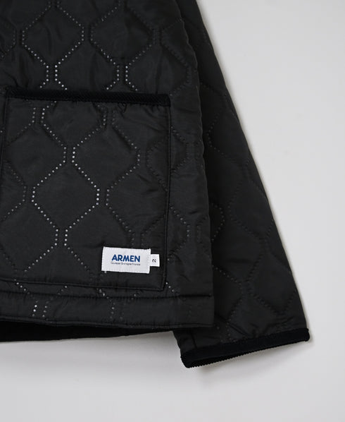 NAM2661 POLYESTER × FLEECE HEAT QUILT OVERSIZED STAND FALL COLLAR JACKET